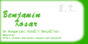 benjamin kosar business card